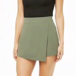 F21 Olive Green Envelope Wrap Skort